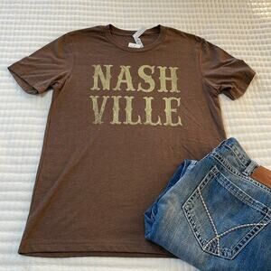 Unisex Bella Canvas Olive Green Nashville Graphic Tee Size M